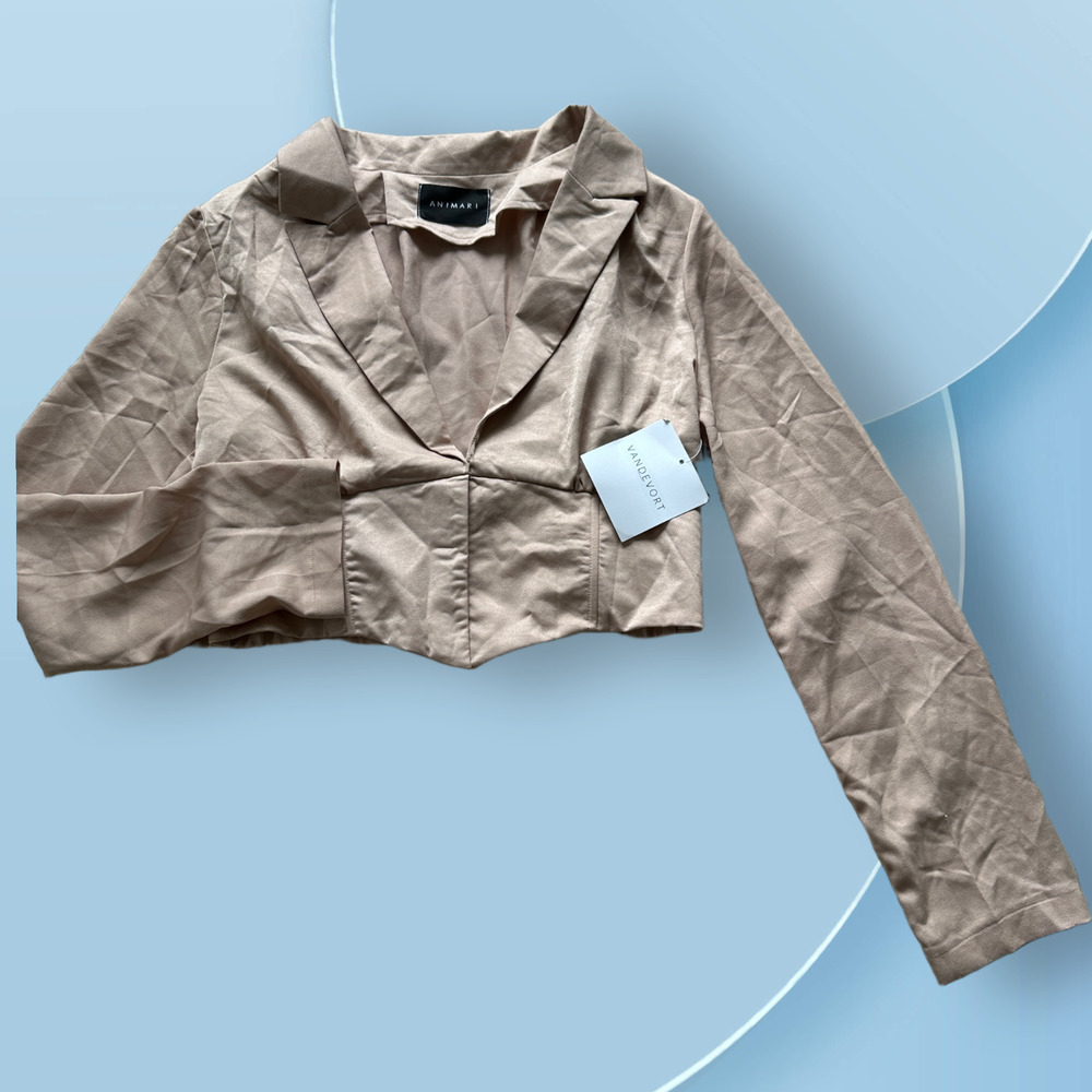 VANDEVORT ANIMARI CROP Gigi Blazer‎ Top-Sand Women Size L New !